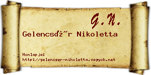 Gelencsér Nikoletta névjegykártya